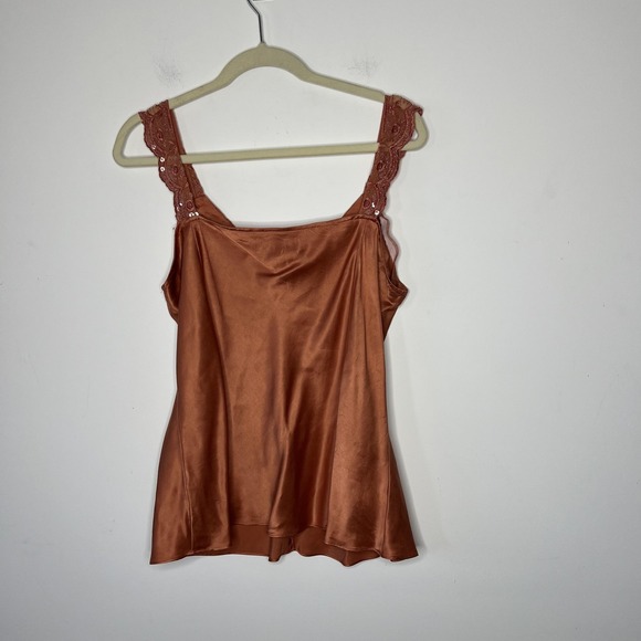 Nine West Silk Cami Tank Top Womens Plus 16W Rust Lace Sequin Straps Beaded - Picture 2 of 9